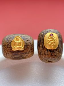 Antique Silver Plated Gold Accessories Embedded Natural Sandalwood Lucky Beads Mother of No Form Buddha Bucket Beads Spacer Waist Bead