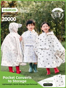 School Use Waterproof Childrens Raincoat with Large Brim