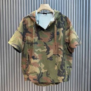 Mens Casual Breathable Quick Dry Short Pants Set Loose Fit Five Tenths Sun Protection Camouflage Workwear Two Piece Set