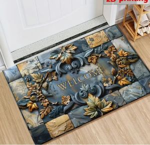 Stone Door Mat Patterned Welcome with A "welcome" Design for Farmhouse Decoration and Home Entrance The Front Door Welcome Mat