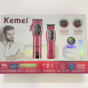 Kemei | Kemei KM-8502 9000rpm Professional Electric Hair Clipper Kit Rechargeable Trimmer DLC Cordless Hair Cutting Machine Pink Km-2121