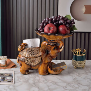European Style Wealth Attracting Elephant Tissue Box Creative Decorative Living Room Coffee Table Home Use Good Luck Fruit Plate