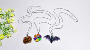 Bandai | Vòng Cổ Pha Lê Gothic Halloween Đính Đá - Mặt Dây Chuyền Bí Ngô Dơi Đầu Lâu Hoa - Phụ Kiện Trang Sức Dự Tiệc Dành Cho Nữ