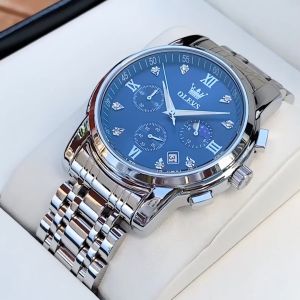 OLEVS Jam Tangan Pria Otomatis Dewasa 2024 Anti Air Multifungsi Bercahaya Kalender Dial Tali Jam Baja Tahan Karat Jam Tangan Mewah