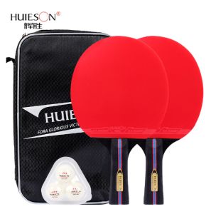 6 Star Table Tennis Bat 7Ply Wood Racket Long Short Handle Ping Pong Paddle Racket with Bag(Not Include Ping Pong Balls)
