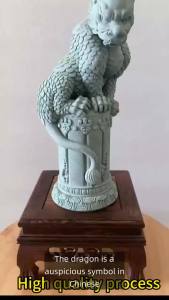 Chinese Dragon Statue Feng Shui Ornament  Stone Mascot Figurine for Fish Tank Aquascape Wealth Lucky Charm Office Desk Decor