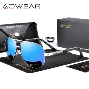 AOWEAR Classic Aviation Sunglasses Men Polarized Classic Driving Mirror Sun Glasses Male Brand Design Pilot Eyewear