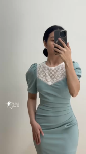 Trendy Korean Style Midi Dress for Women | Elegant Church Office Formal Outfit