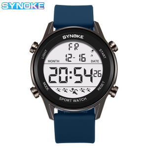 Synoke | SYNOKE Men Outdoor Sports Multifunctional Waterproof Large Screen Display Luminous LED Digital For Men Fashion Silicon Watch