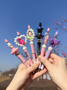Black Inkball Pen for Primary School Students Cute Creative Signature Pen Bead Rotating 0.7mm Neutral Pen Cartoon Style