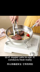 316 stainless steel food grade flat bottomed pan uncoated household frying pan gas stove induction