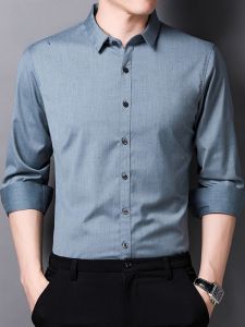 ROMON | Lormen Mens Long Sleeve Shirt Business Casual Slim Fit Iron Free Professional Workwear Spring Autumn New Style Fashion City