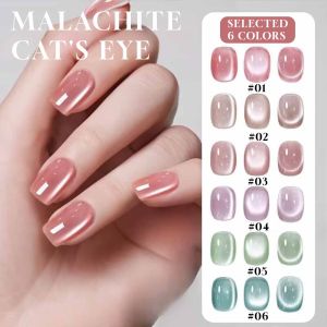 MIANEL 12ML 1-16pcs Ice Clear Powder Glass Bead Cat Eye Gel Nail Polish White Nails Green Nails Nail Art Salon Special Use
