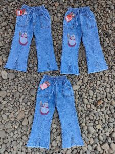 celana panjang kulot anak 3-10 tahun motif mixue bahan jeans