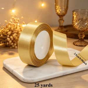 25/50 Yards Ribbon Champagne Gold Satin Ribbon Perfect for Gift Wrapping Wedding Decoration Handmade Bows Wrapping Bouquet.