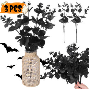 YESPERY ก้านดอกยูคาลิปตัสสีดำขนาด1/4นิ้ว/3ชิ้นขนาด34ซม. ก้านดอกยูคาลิปตัสประดิษฐ์กิ่งสำหรับ Hiasan Kamar ตั้งโต๊ะดอกไม้ประดิษฐ์งานปาร์ตี้ฮาโลวีนการตกแต่งบ้าน