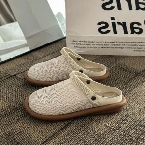 รองเท้าแตะผู้หญิงชิ้นเดียวผ้าลินินทอ2024สไตล์ใหม่รองเท้าแตะมูลแฟชั่นของผู้หญิง