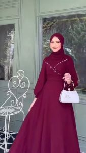 BEST SELLER Rafifah Dress Bahan Ceruty Premium Gamis Wanita Terbaru Gamis Kondangan Dress Pesta Muslim