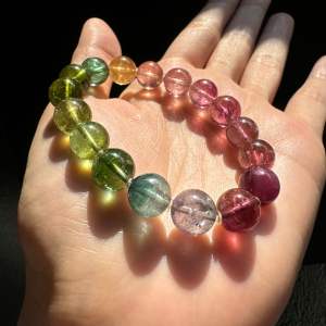 Natural Genuine | Loveau Jewel |  【 𝙏𝙝𝙚 𝙋𝙪𝙧𝙥𝙤𝙨𝙚 𝙤𝙛 𝙇𝙞𝙛𝙚 𝙞𝙨 𝙩𝙤 𝙗𝙚 𝙃𝙖𝙥𝙥𝙮 】   •Premium Vibrant Rainbow Tourmaline Bracelet •10.5mm+-