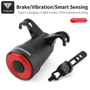 TOSUOD Bicycle Taillight Waterproof 350mAh LED Bike Taillight Intelligent Sensing Brake Sensing 6 Lighting Modes Type-C Charge