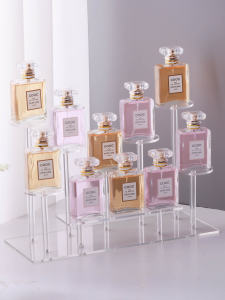 Acrylic Perfume Display Stand Multi-Layer Storage Organizer Desktop Cosmetic Sample Holder Toy Figurine Showcase Clear Plastic