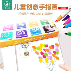 Kids DIY Finger Paint Art With Ink Stamp Creative Hand Print Activity Book and Card Drawing Set with Inkpad Mainan Budak