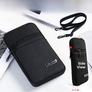 Single Layer Waterproof Wear Mobile Phone Belt Pouch Mens Vertical Crossbody Small Bag Halterneck Waist-Hanging Mobile Phone Bag Large Screen Mens Bag