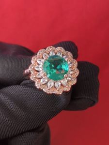 Diamcity (Free Gra Certificate) Cincin Moissanite Hijau Biru Mawar Emas 925 Perak Mewah Dapat Disesuaikan Terbuka