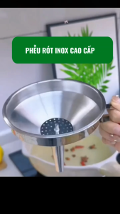 Phễu rót chất lỏng bằng inox đa năng không gỉ nhiều kích thước có quai treo tiện dụng P210 (TV363)