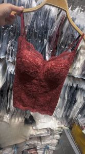 French Lace Vest Womens Soft Support Backless Tank Top V-neck Breathable High Elasticity Regular Length Inner Wear Casual Youth