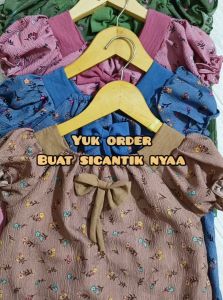 Setelan Anak Perempuan Rok Baju Motif Usia 1-7 Tahun Terbaru Bahan Crenkle Airflow
