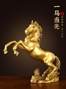 Large Size Pure Brass Horse Figurine Living Room Home Store Decoration Opening Gift Chinese Zodiac Horse Desktop Ornament
