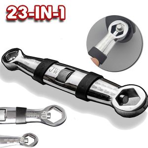Universal 23 In 1 Wrench Set Ratchet Adjustable Wrench 7-19 Mm Wrench Universal Open End Wrench Flexible Multifunctional Hand Tool for Car Repair