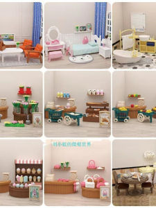 Miniature Dollhouse Scene Models Kids Role Play Kitchen Living Room Bedroom Accessories Set Educational Toy for Children