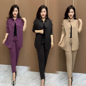 Fall 2024 Fashion Suit Minimalist Pure Color Versatile Elegant Lapel Cardigan Cropped Pants Two-piece Set Slim Looking