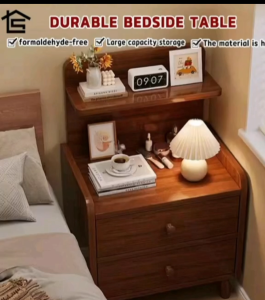 Modern Nightstand Bedside Table for Bedroom Wooden Storage with Drawers and Shelf Simple Design