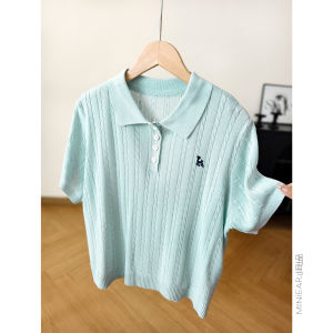XIAOER | Áo Len Polo Cổ Sơ Mi Thêu Tencel Linen