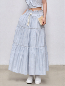 La lune Du ciel | Chân Váy Voan Cotton Elegance Dài Trung Bình Mùa Hè
