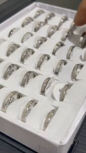 Cincin Titanium Romawi Silver Gold Wanita Pria Anak Couple Rwi