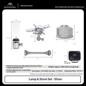 Mountainhiker | MOUNTAINHIKER Outdoor Camping Light Stove 4 in 1 Set Lightweight Portable Gas Lamp Burner Kit for Hiking Picnic Survival Gear