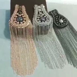 【Local Warehouse】Breastpin Tassels Shoulder Board Mark Knot Epaulet Patch Metal Patches Badges Applique Patch for Clothing Shoulder Board Punk Tassel Epaulets Shoulder Flash Brooch Shoulder Mark