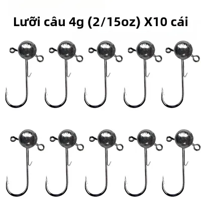 Bộ 10 Móc Câu Jig Head 3g 4g 6g 9g Đầu Tròn Có Ngạnh Chống Vướng Cỏ Dùng Cho Mồi Mềm Tự Chế Thép Carbon Cao Cấp