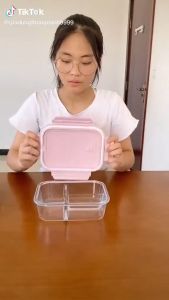 Hộp cơm văn phòng bằng thủy tinh chia 2-3 ngăn 1000mL