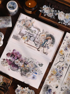 Lightly Retro Floral Large Flower Paper Tape Postcard Adhesive Tape Stationery Cultural Creative Supplies Bullet Journal