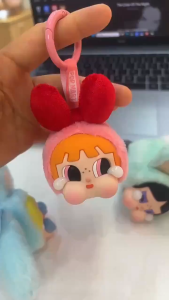 Labubu khóc bé x Ba cô gái siêu nhân búp bê vải nhung Keychain dễ thương chìa khóa hoạt hình Mặt dây chuyền nhẫn cặp đi học Móc chìa khóa xe ô tô sinh nhật món quà giáng sinh