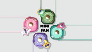 Cute Kids Mini Hanging Neck Fan 3‑Speed Adjustable Portable Lanyard Fan Bladeless Lightweight Rechargeable Neck Cooler with Detachable Elastic Lanyard for Kid Summer Outdoor Travel
