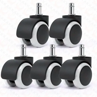KAK 5pcs 2 inch Universal Swivel Caster Wheels Replacement Gaming Chair Office Chair Casters Trolley Rollers Furniture Hardware