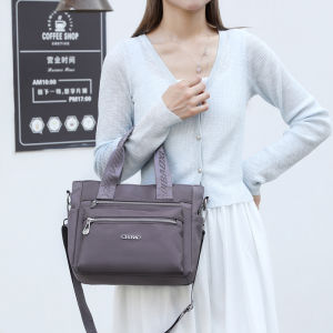 Fashionable Casual Multi-layered Nylon Oxford Cloth Canvas Bag Womens Single Shoulder Slant Cross Handbag Soft Square Shape