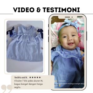 Amimommy Dress Bayi Perempuan Ellie Mini Stripes Dress Gratis Bandana