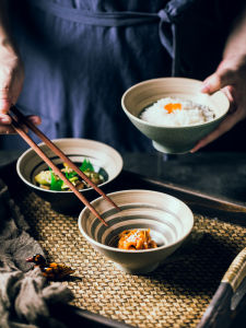 Retro Creative Japanese Style Ceramic Bowl Rice Soup Noodles Dining Utensils Set Home Restaurant Meal Bowls Dinnerware Set